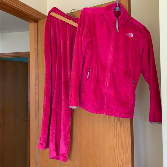 pink north face tracksuit